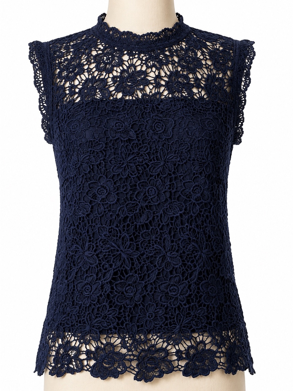 Nanette Lepore Women’s Navy Crochet Lace Overlay Top